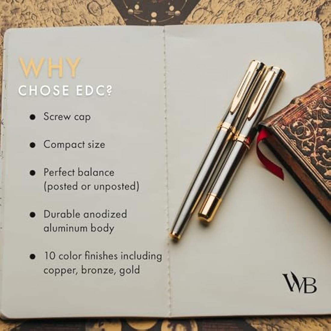 Wordsworth and Black Fountain Pen - Luxury Silver EDC Pocket Pen Set