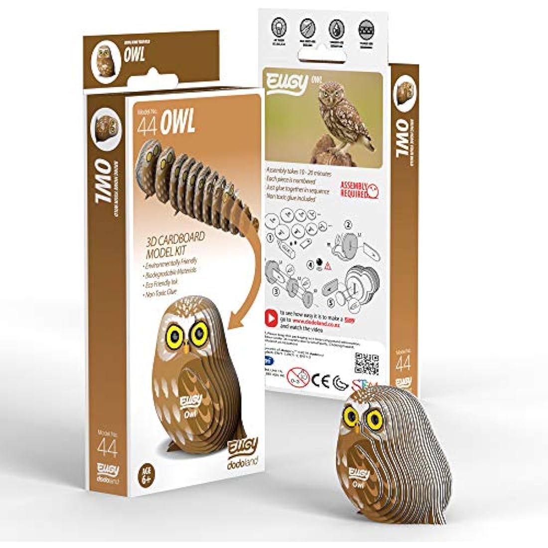 EUGY 3D Owl Model – Eco-Friendly DIY Animal Craft Collectible Puzzle