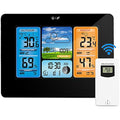 Powcan Wireless Weather Station | Digital Indoor Outdoor Thermometer (Black)