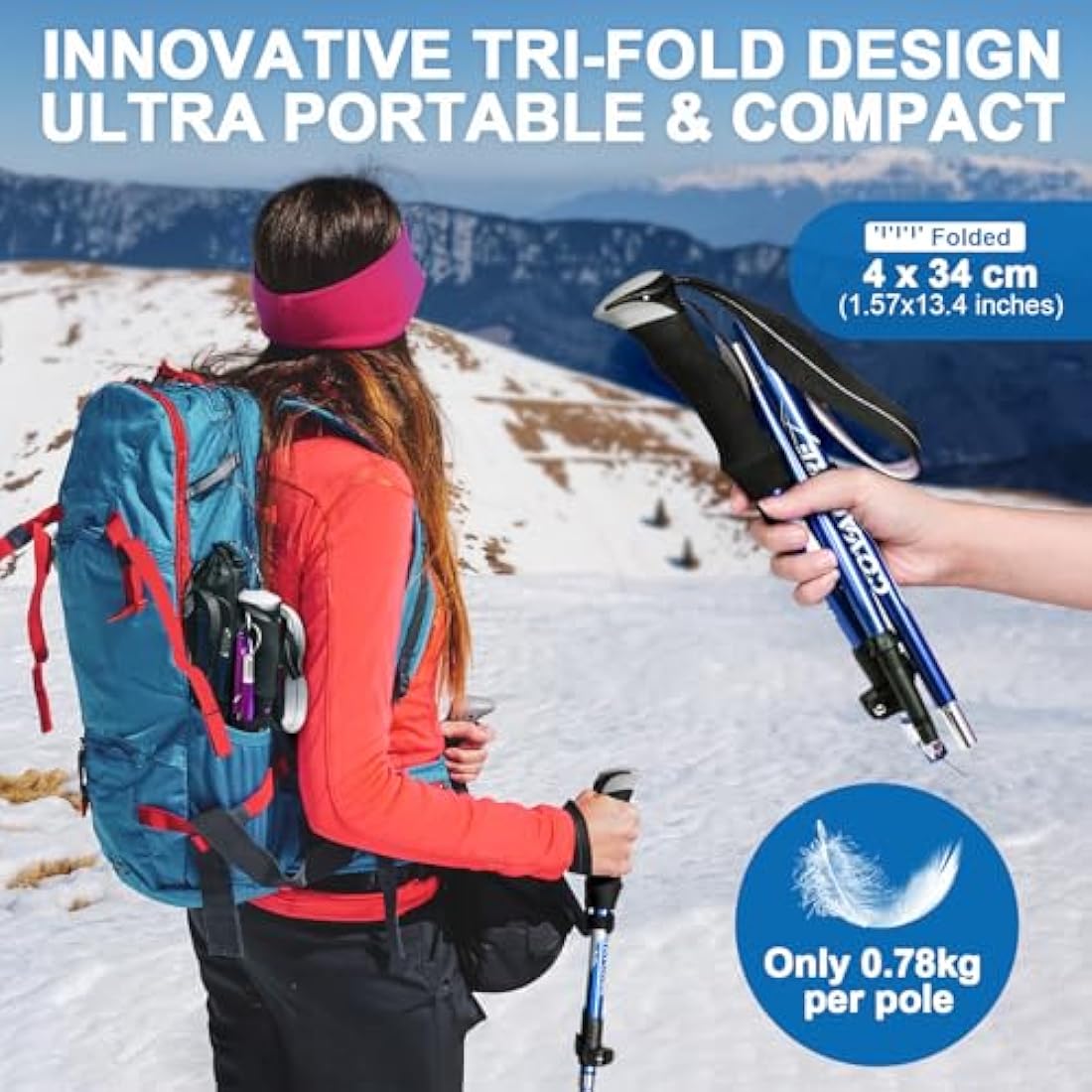 Covacure 7075 Aluminum Hiking Poles | Collapsible Lightweight Walking Sticks