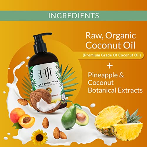 Coco Fiji Organic Coconut Oil Face & Body Lotion – Pineapple Coconut 12oz