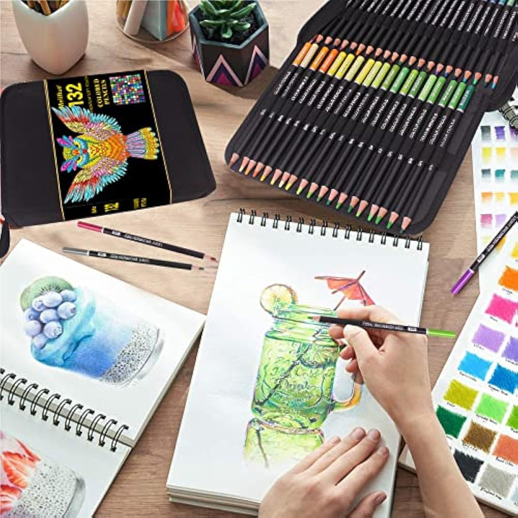 Melifluo 132 Professional Colouring Pencils Set with Portable Zipper Bag