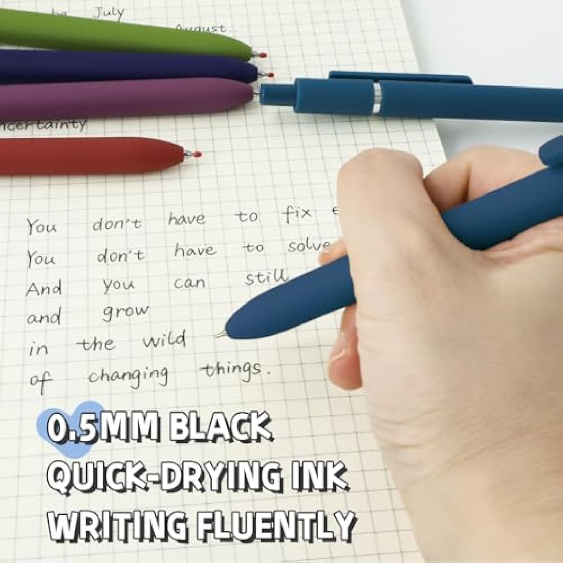 UIXJODO 0.5mm Black Gel Pens – 10 Pcs Retractable Fine Point Pens