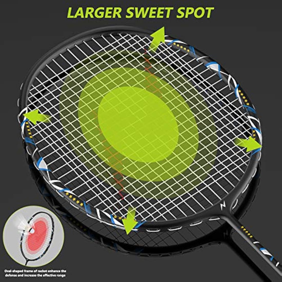 Nalax Carbon Fiber Badminton Set | 2 Lightweight Rackets with 3 Shuttlecocks