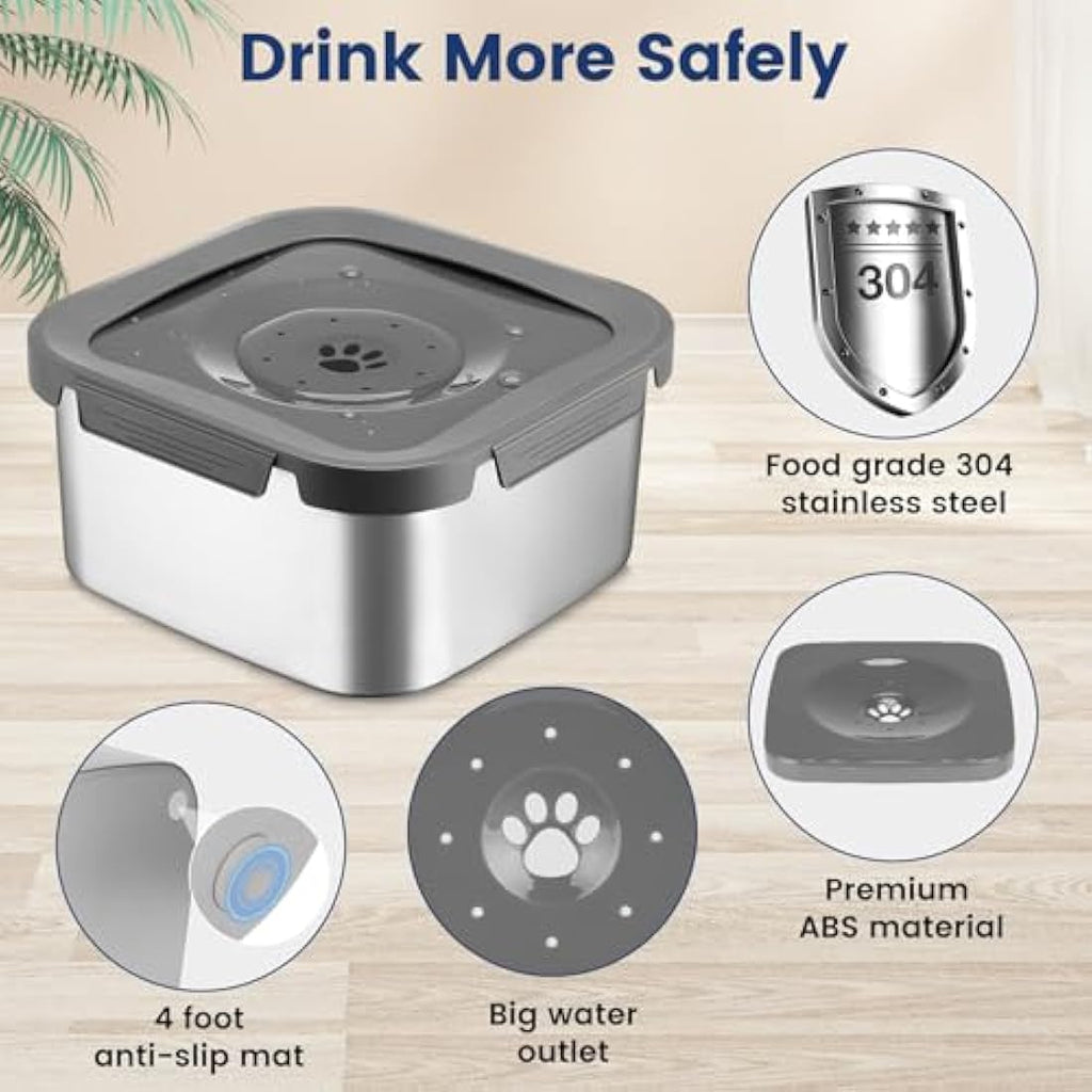 PETTOM 4.5L Stainless Steel Dog Water Bowl – Non-Spill & Splash Proof