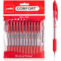 Cello Red Ballpoint Pens – Retractable 1.0mm Medium Point, 12 Pack