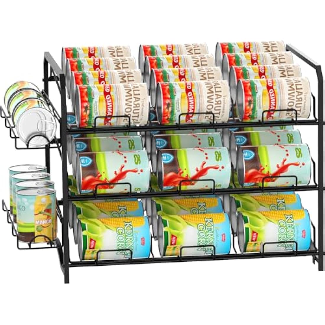 Mutool 3-Tier Can Rack Organizer – Stackable 42-Can Pantry Storage, Black