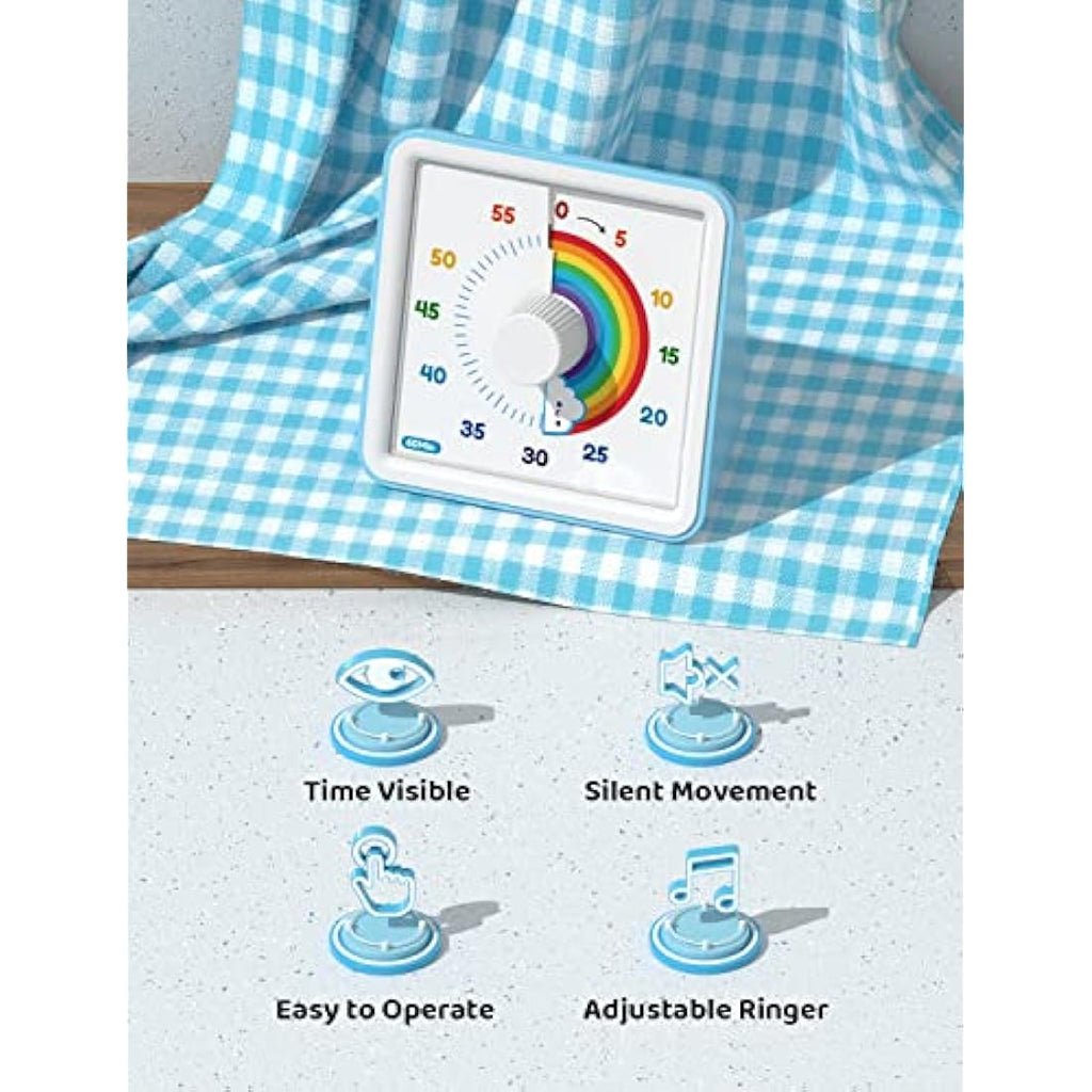 LIORQUE Visual Timer for Kids – 60 Minute Silent Rainbow Countdown Clock