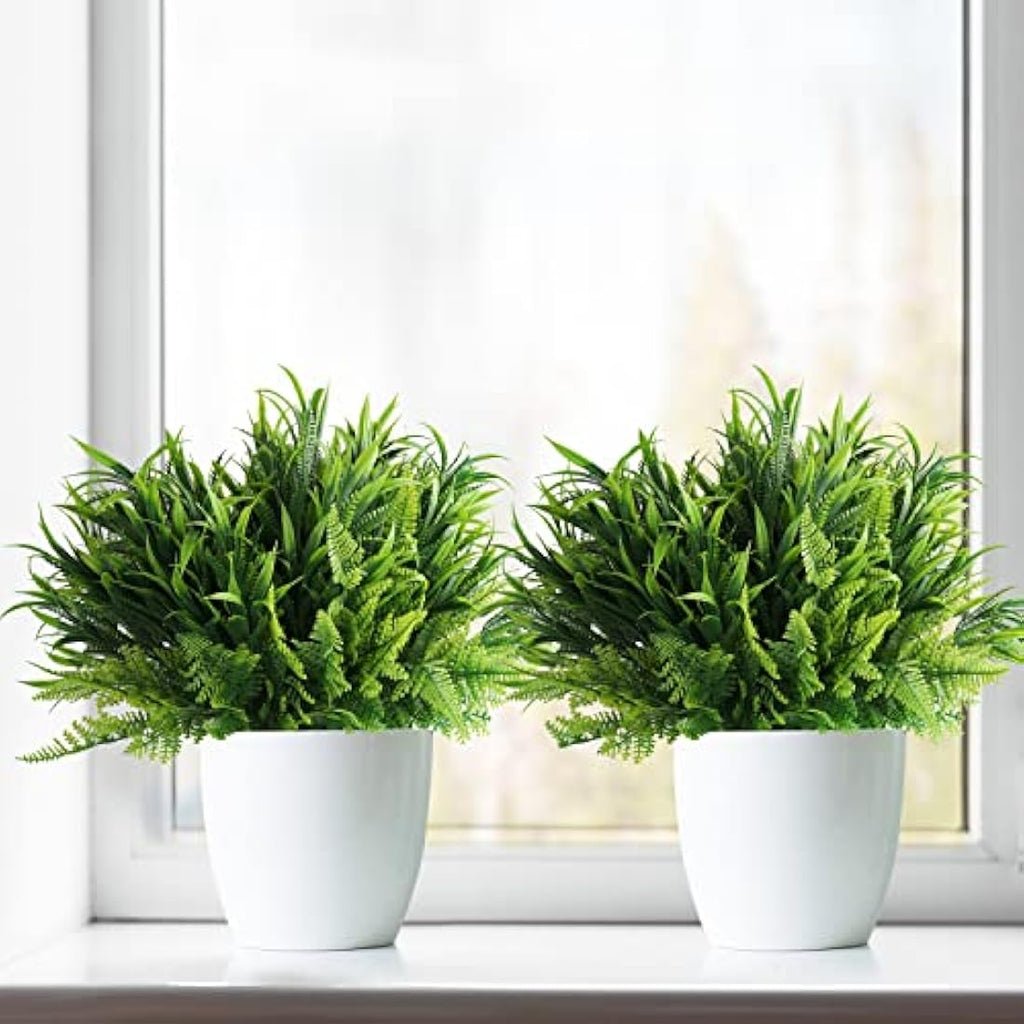 BELLE VOUS 6 Pack Artificial Faux Hanging Plants – Weatherproof Greenery
