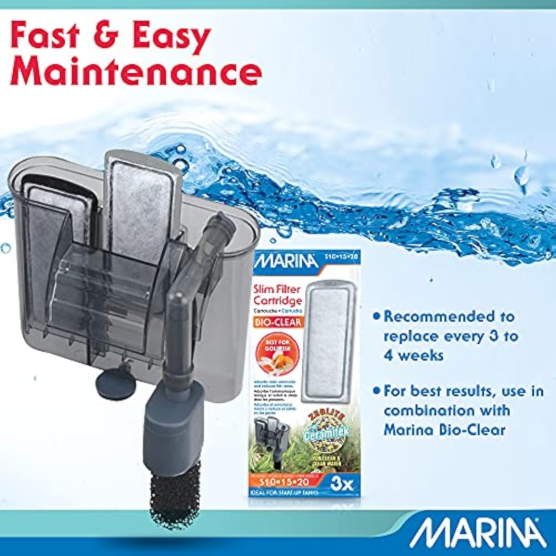 Marina Bio-Carb Slim Filter Cartridge for Tropical Fish - 3 Pack