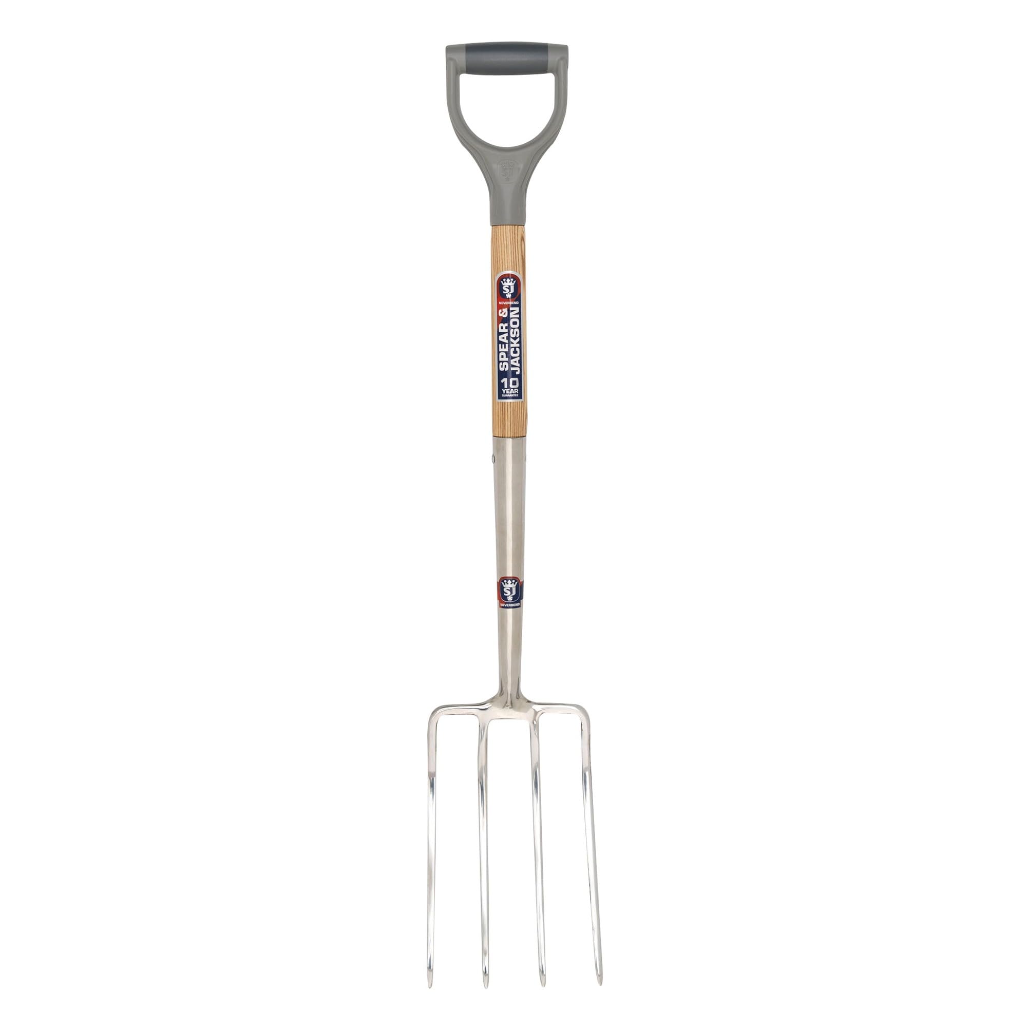 Spear & Jackson Neverbend Stainless Steel Digging Fork – Blue Handle