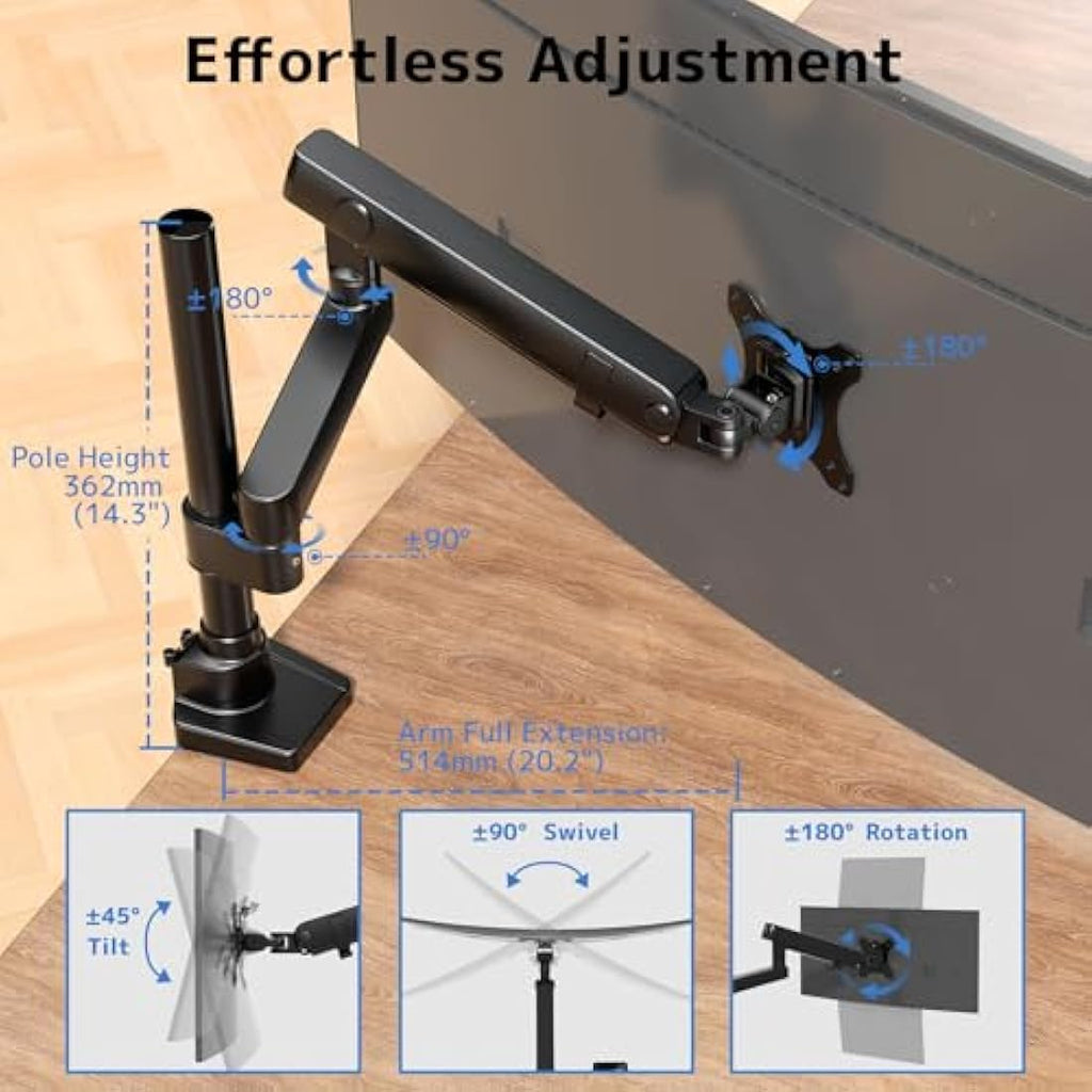 PUTORSEN Heavy Duty Monitor Arm | 17-40" Aluminium Desk Mount