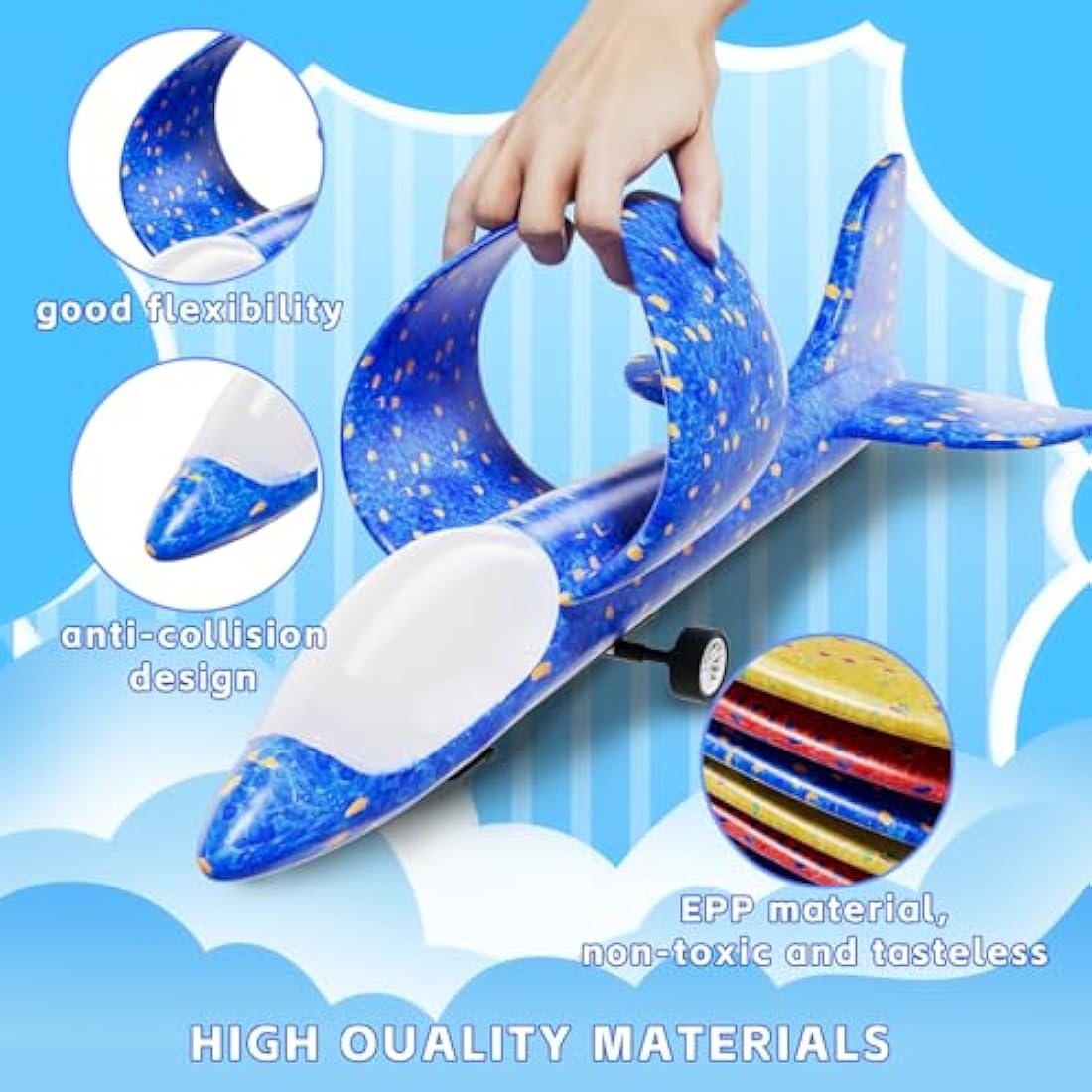 Doloowee 3-Pack LED Foam Glider Airplane Launcher Toys for Boys & Girls