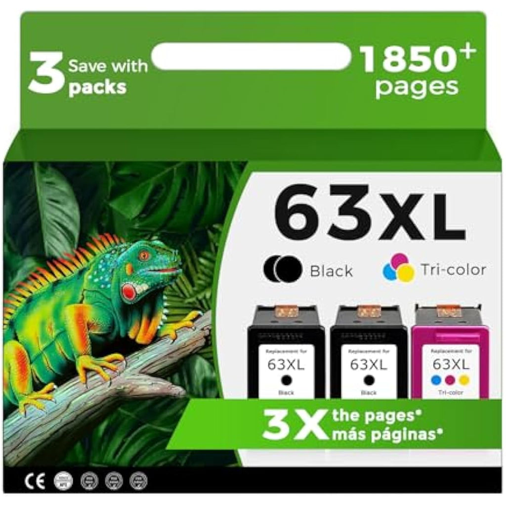 63XL Ink Cartridges for HP 63XL – Black & Color 3-Pack