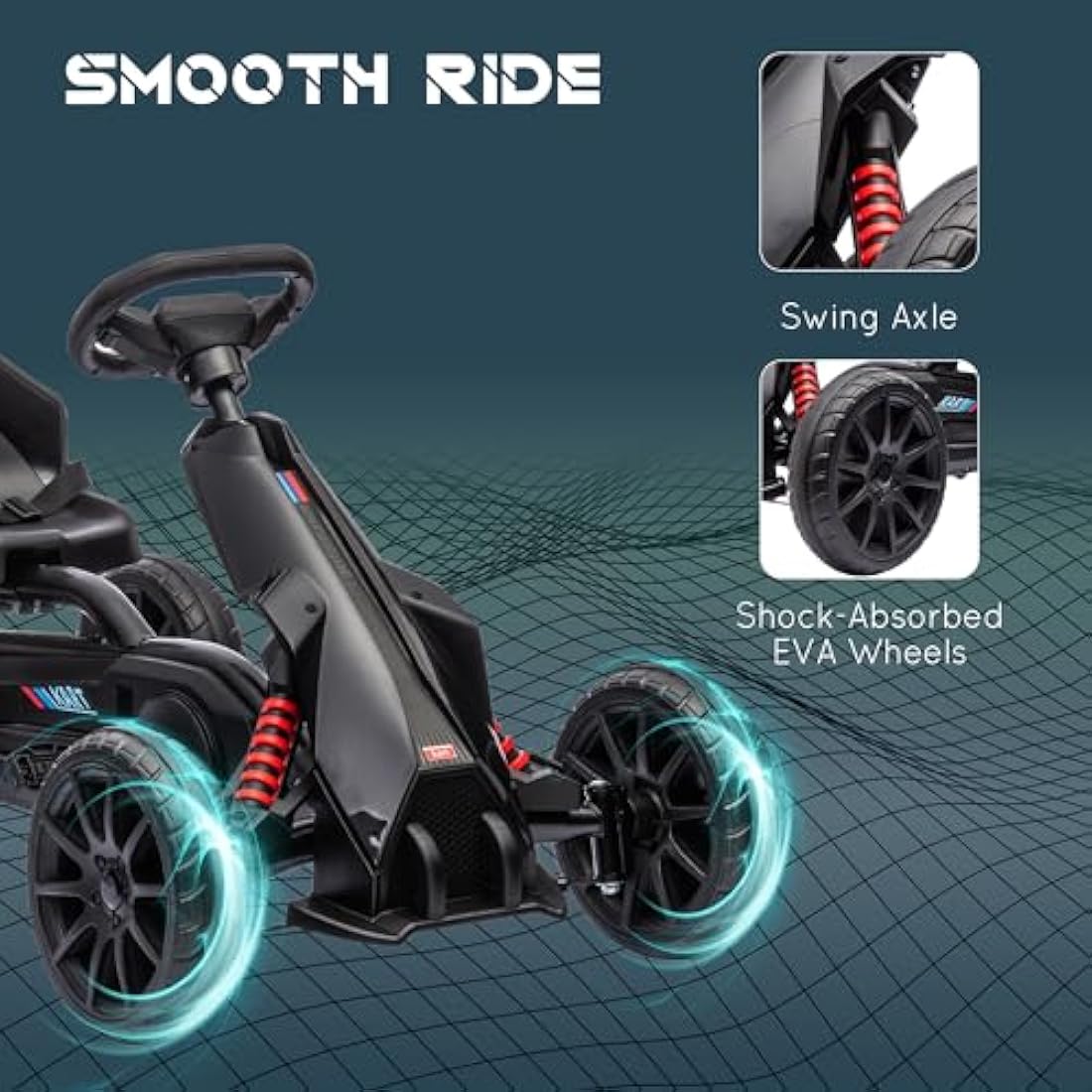 HOMCOM Kids Pedal Go Kart – Ride On Racer with Adjustable Seat & EVA Tyres