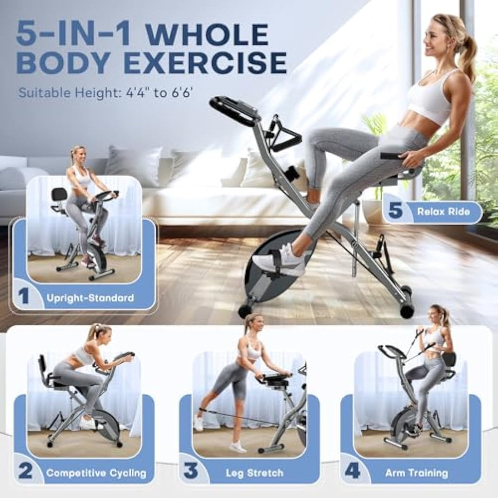 Vannect Foldable Exercise Bike – 16-Level Magnetic Resistance Home Gym