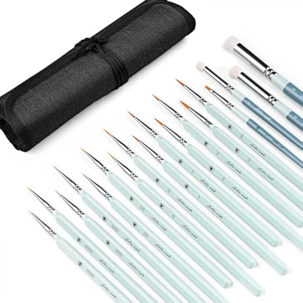 Golden Maple 18pc Miniature Detail Paint Brush Set for Models & Acrylics