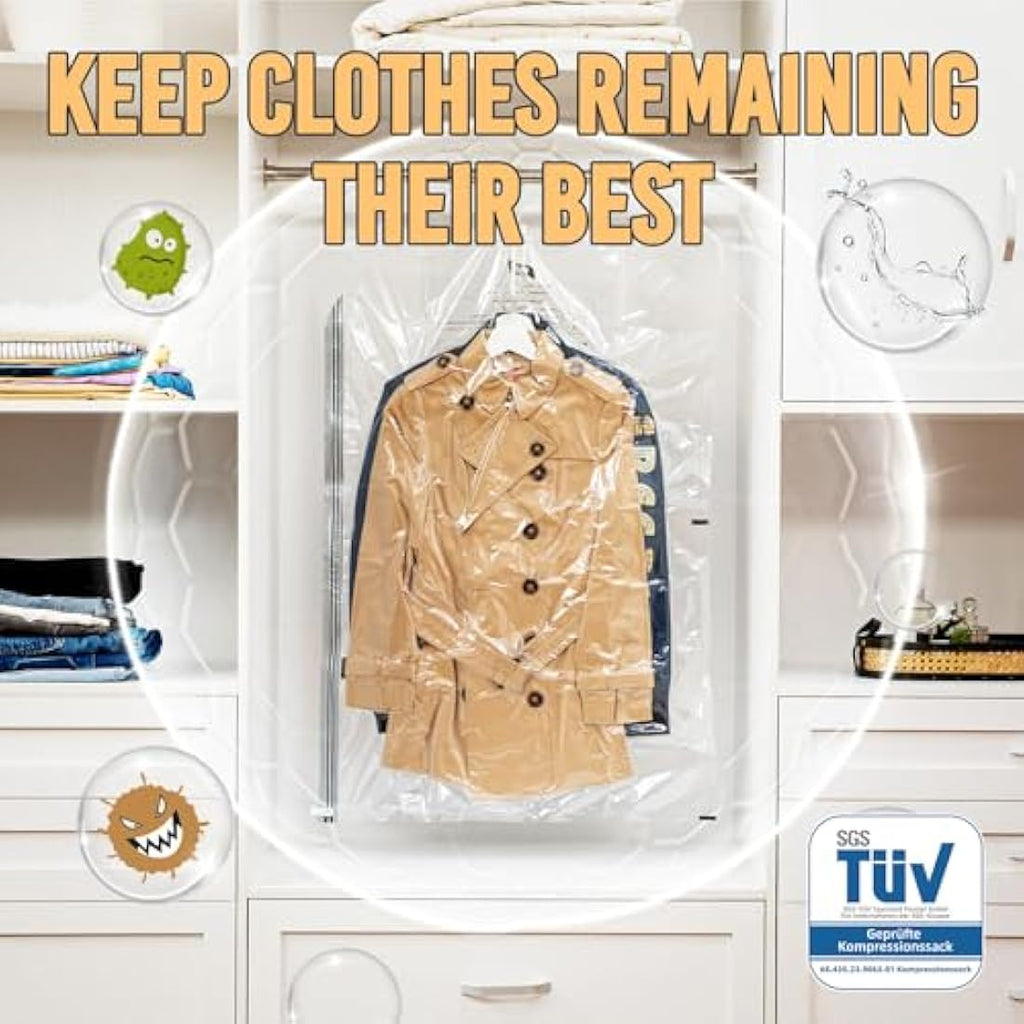 TAILI Hanging Vacuum Storage Bags for Clothes - 4 Pack Closet Organizer