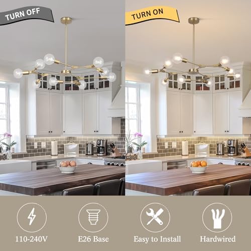Jolof Store Modern Sputnik Chandelier – 9-Light Gold Mid Century Pendant