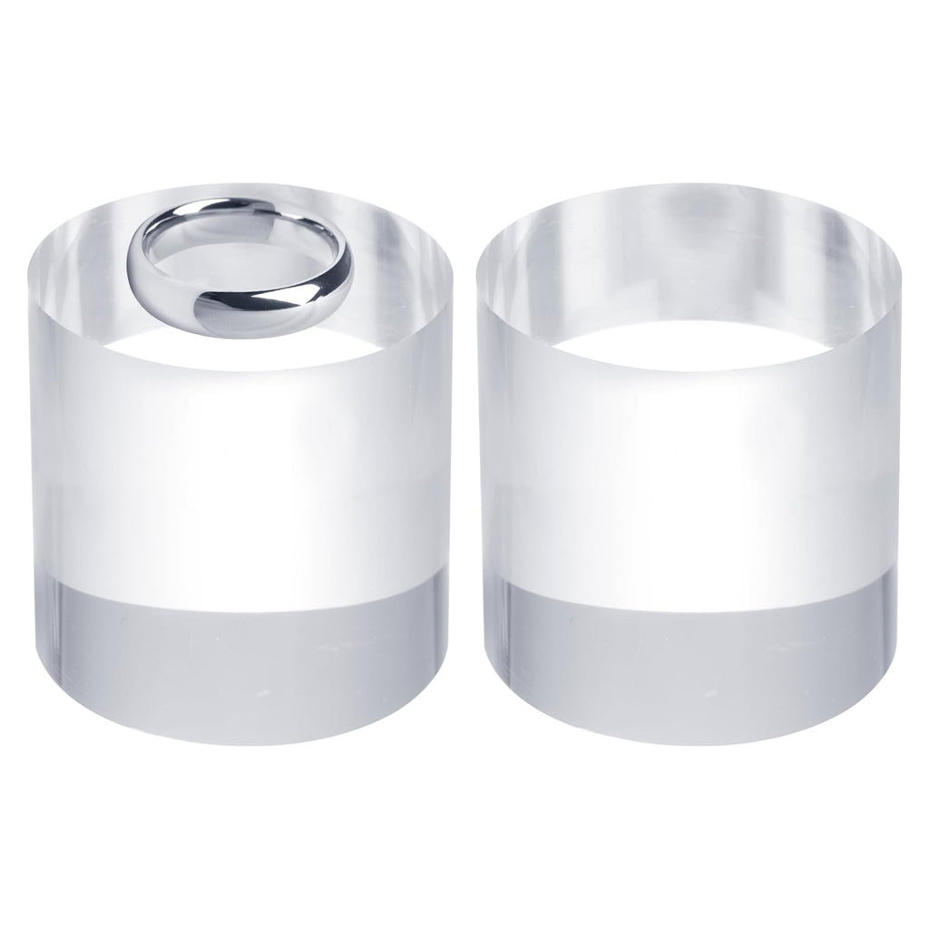 sourcing map 2pcs Acrylic Cylinder Display Blocks, 60 x 60 mm/2.4" x 2.4" Clear Jewelry Display Base Polished Cube Riser Stand Display Holder Base - image 1