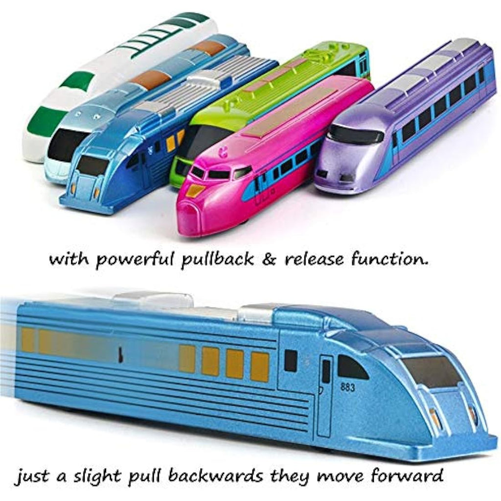 CORPER TOYS Pull Back Bullet Train Set - 12 Pack High Speed Toy Locomotives