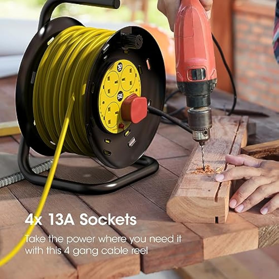 SLx 30m Heavy Duty Extension Lead – 4 Socket Cable Reel with Thermal Cut-Out