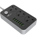 Hulker Power Strip with 3 Outlets and 6 USB Ports – 2M Extension Cord
