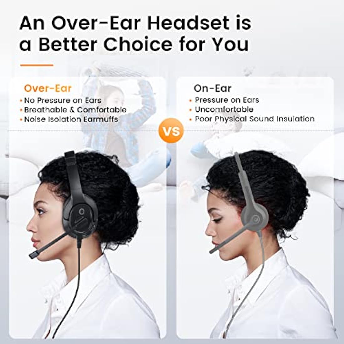 EKSA H2 USB Wired Office Headset with Noise Canceling Mic & Busy Light