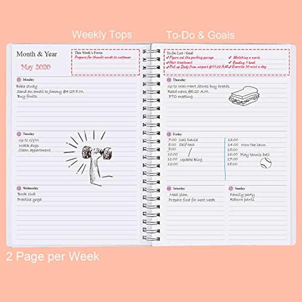 Undated A5 Planner – Weekly & Monthly Goal Tracker Journal