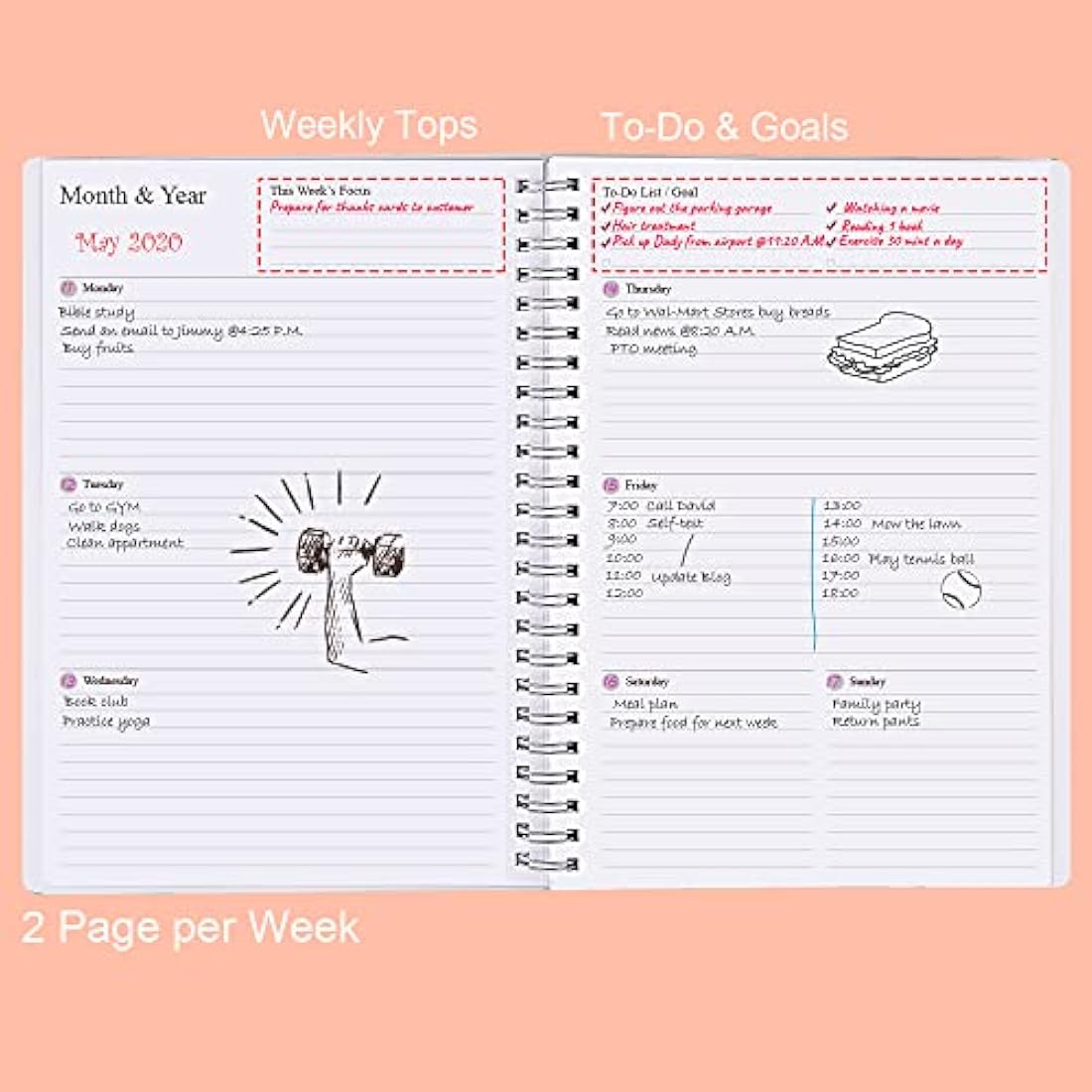 Undated A5 Planner – Weekly & Monthly Goal Tracker Journal