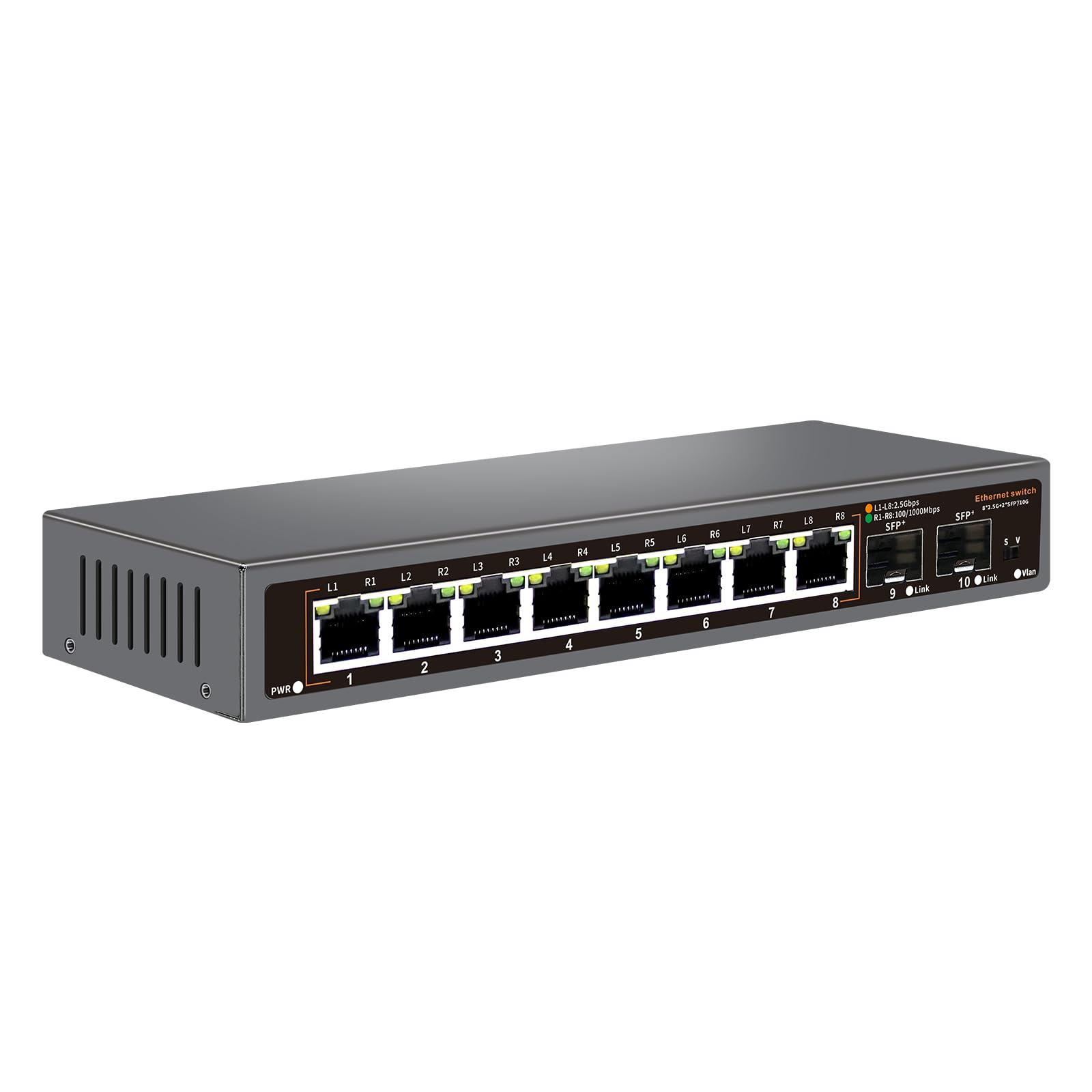 Jolof Store 10 Port 2.5G Ethernet Switch | 8 x 2.5G Base-T & 2 x 10G SFP
