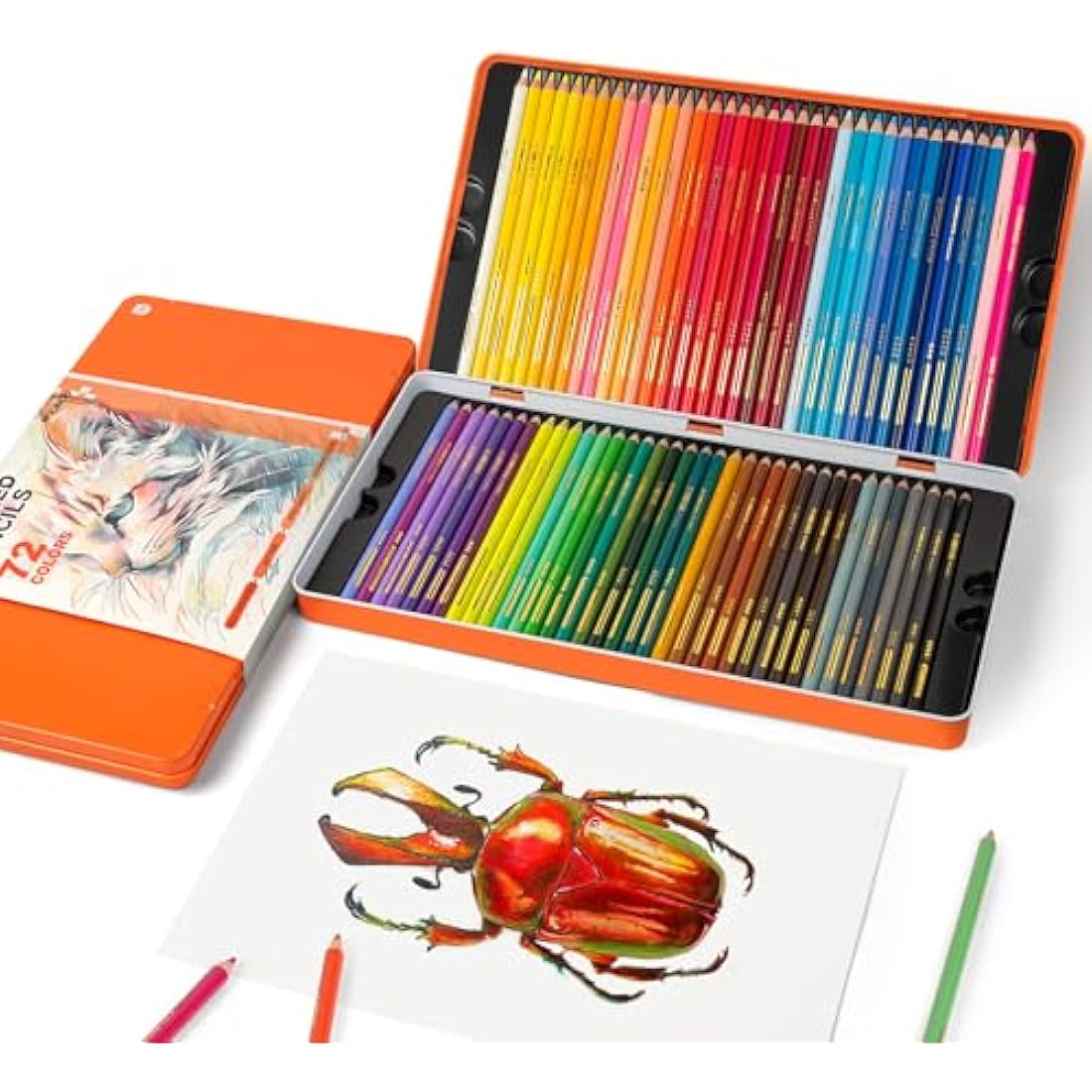 Woomer 72 Colored Pencils – 3.8mm Soft Core Artist Set with Metal Case