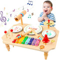 Jolof Store Wooden Kids Drum Kit | 11-in-1 Montessori Musical Toy Set