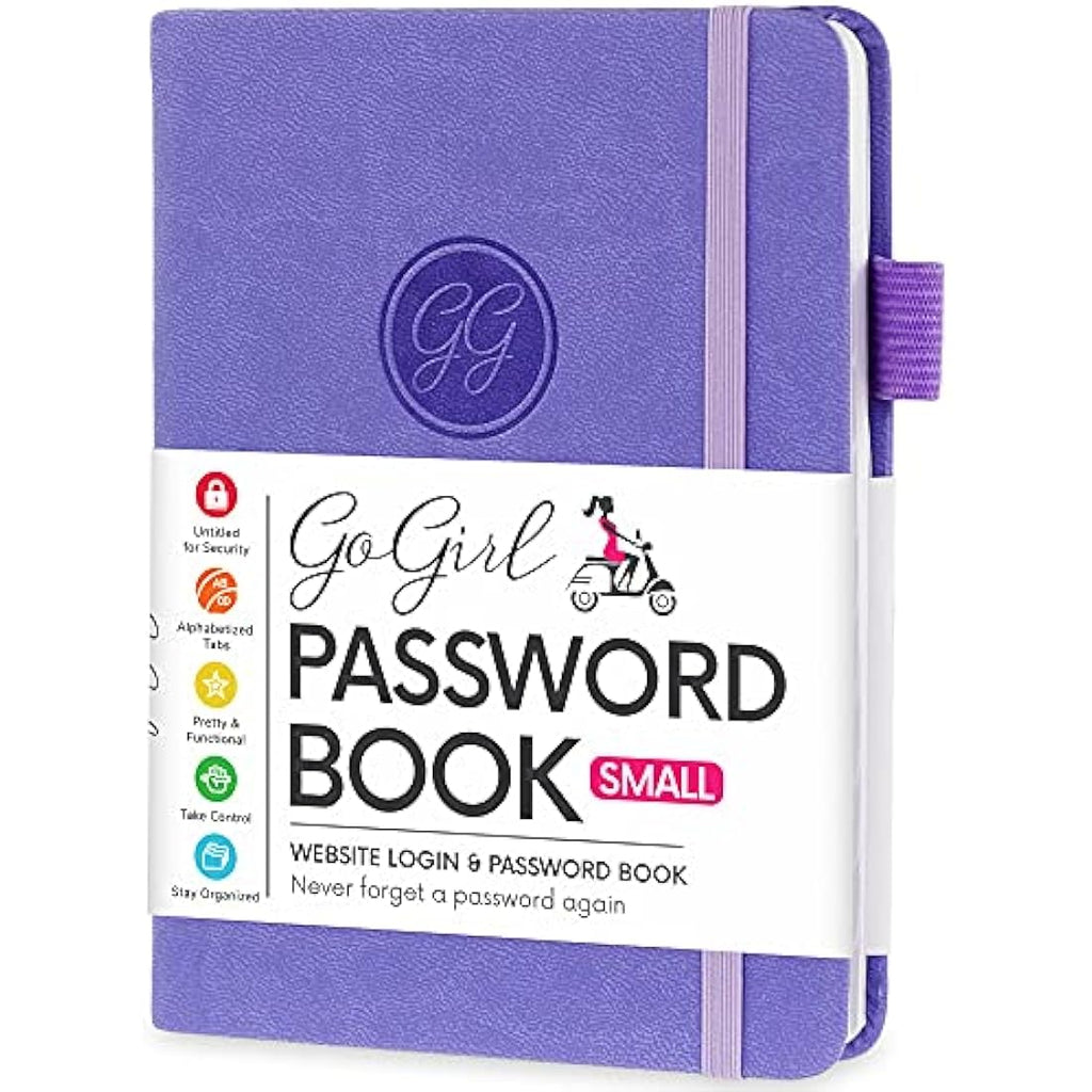 GoGirl Password Book with Alphabetical Tabs – Small Lavender Logbook