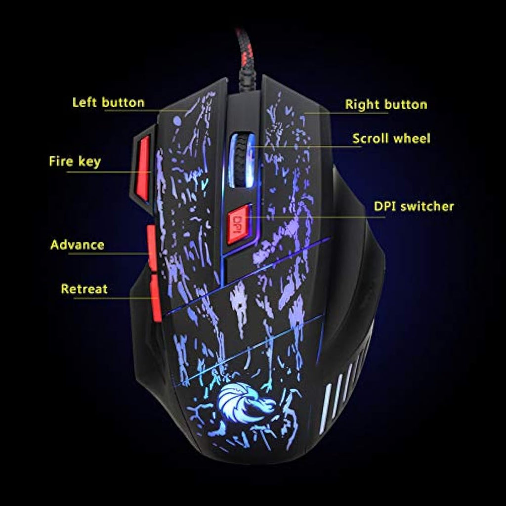 HXSJ Single Handed Gaming Keyboard and Mouse Combo | LED Backlight
