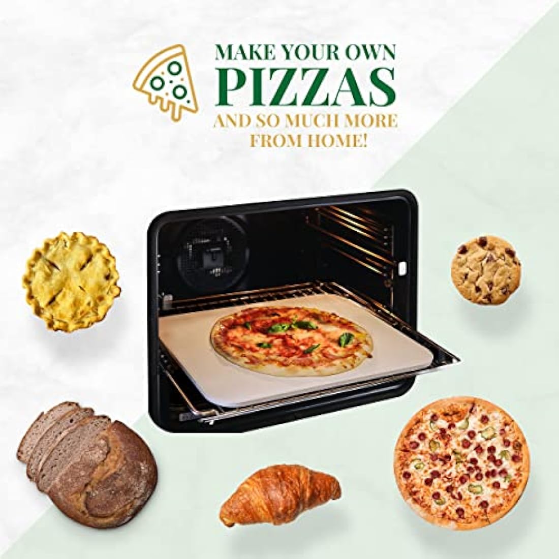 Silk Route Home Cordierite Pizza Stone and Bamboo Paddle Set - 38x30cm