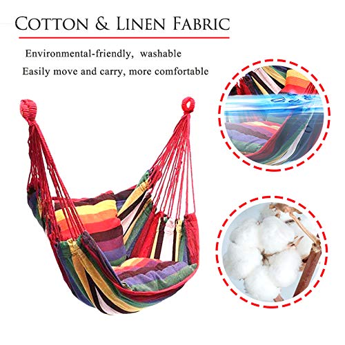 Hommtina Hammock Chair – Boho Cotton Hanging Rope Swing, 300 Lbs Capacity