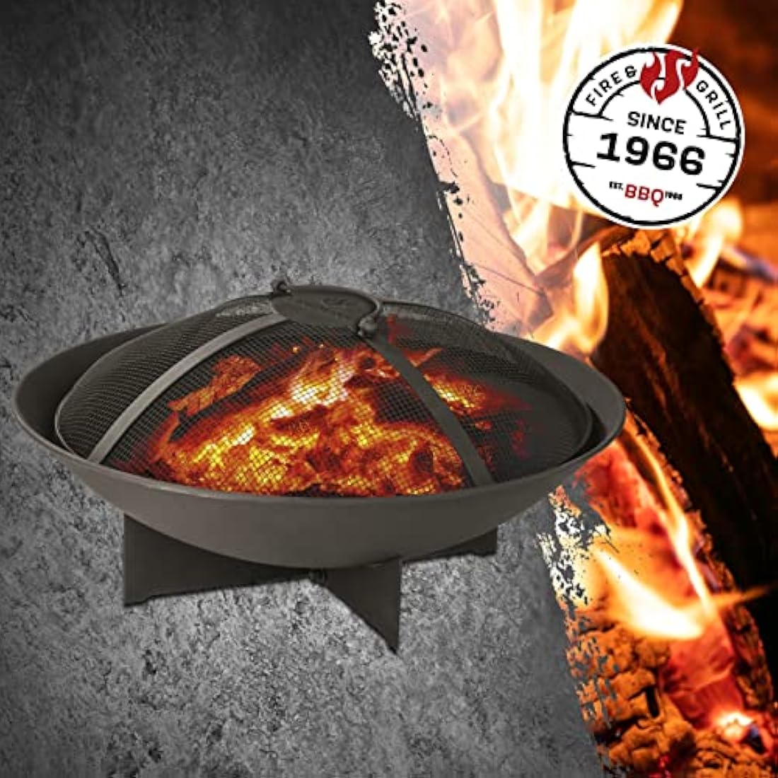 Landmann Fire Basket – 60.5cm Steel Fire Pit with Spark Guard