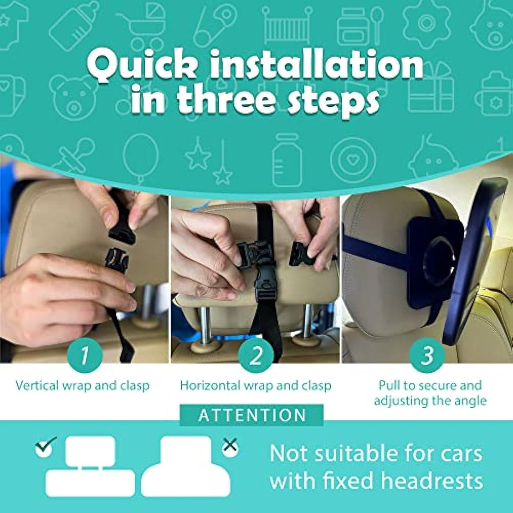 Jolof Store Baby Car Mirror | Shatterproof Wide View Rear Facing Mirror