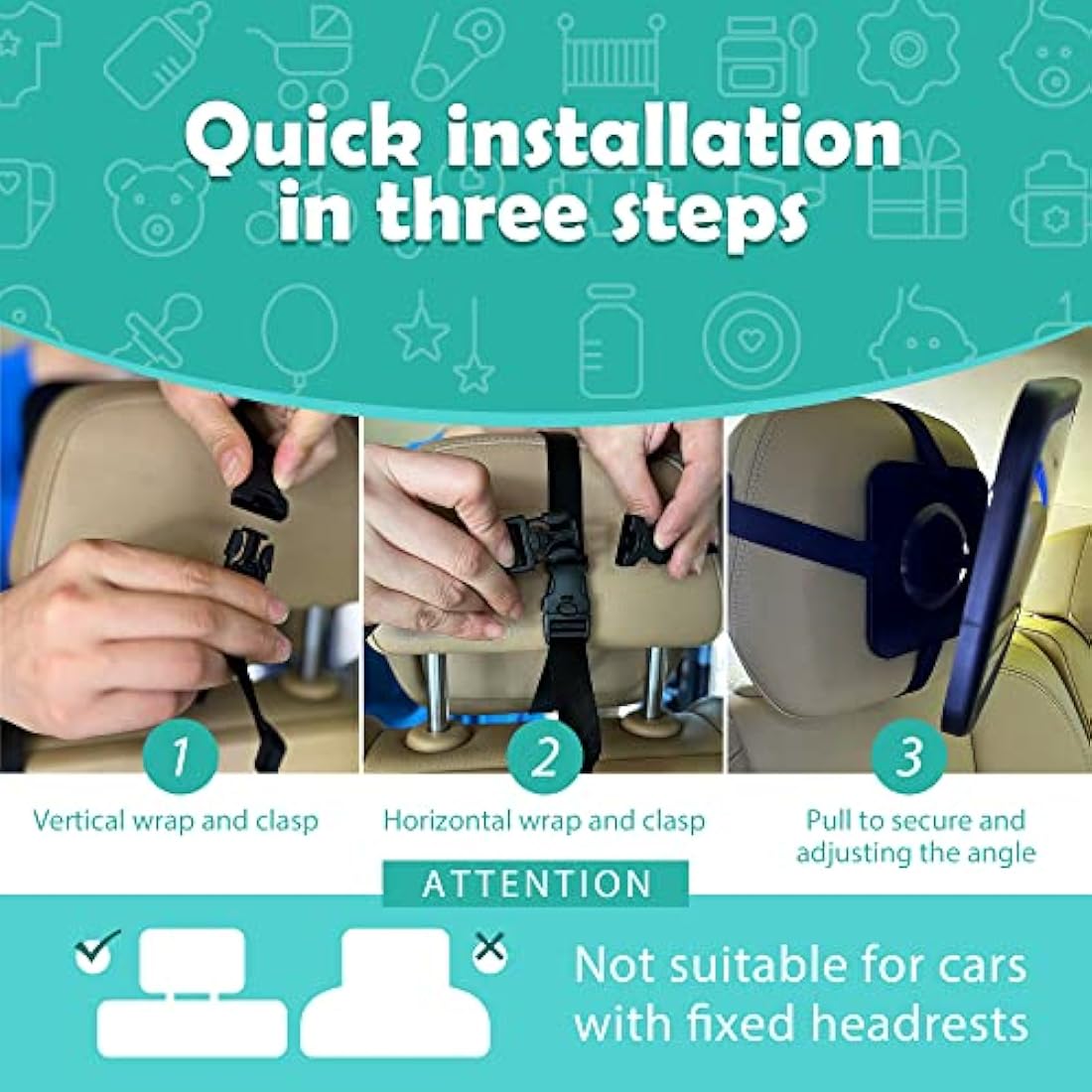 Jolof Store Baby Car Mirror | Shatterproof Wide View Rear Facing Mirror