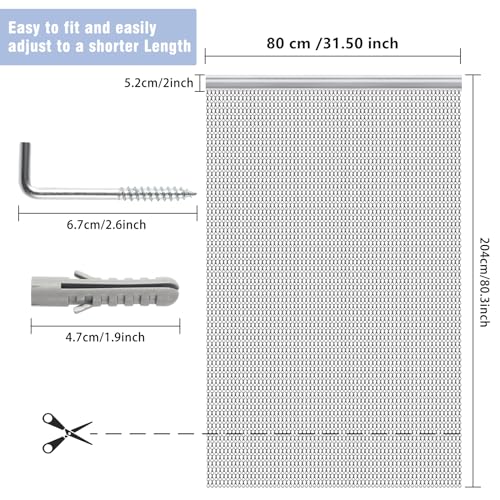 VerRich Aluminium Chain Door Fly Screen – Dark Grey Metal Insect Curtain