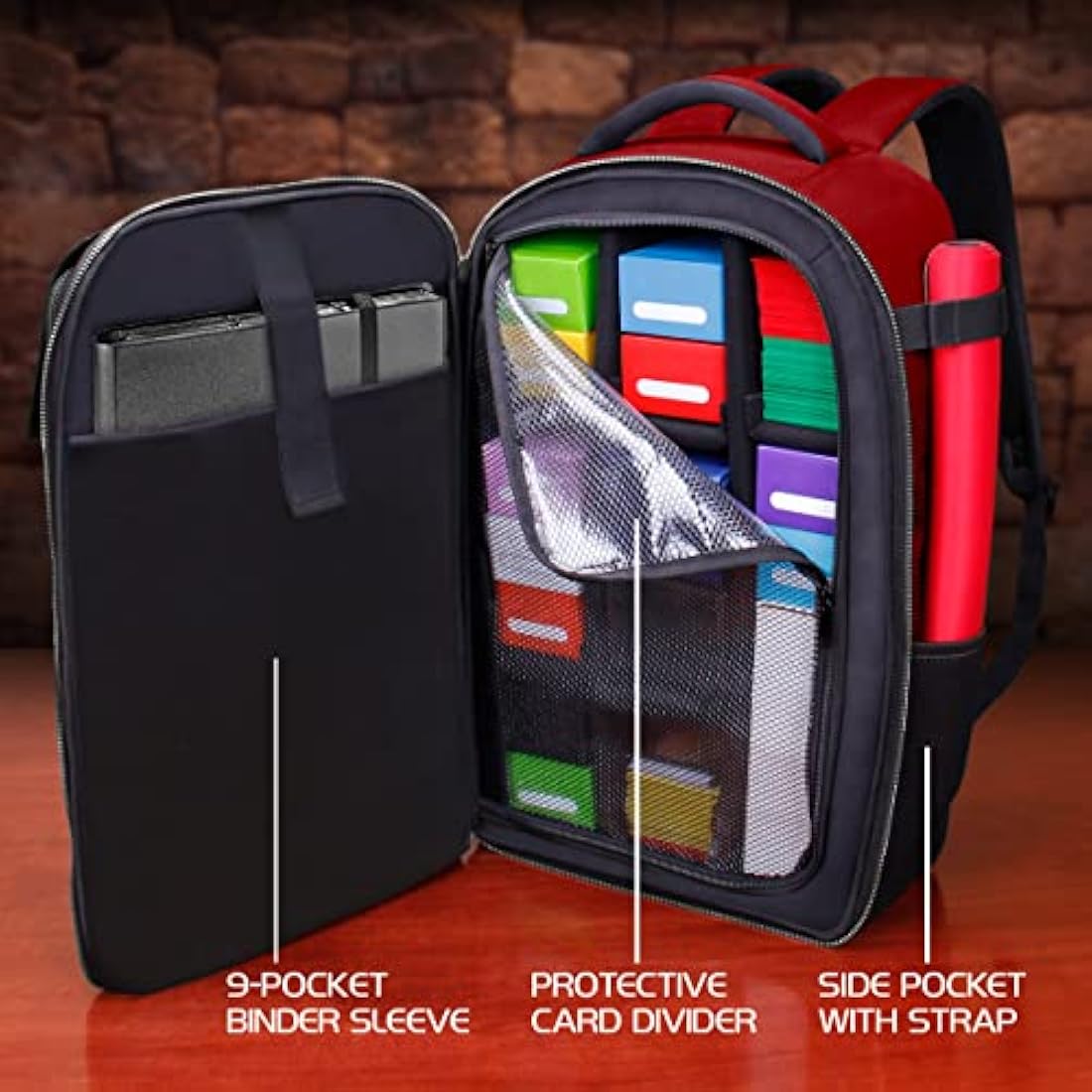 ENHANCE MTG Backpack – TCG Card Storage & Deck Box Organizer (Dragon Red)