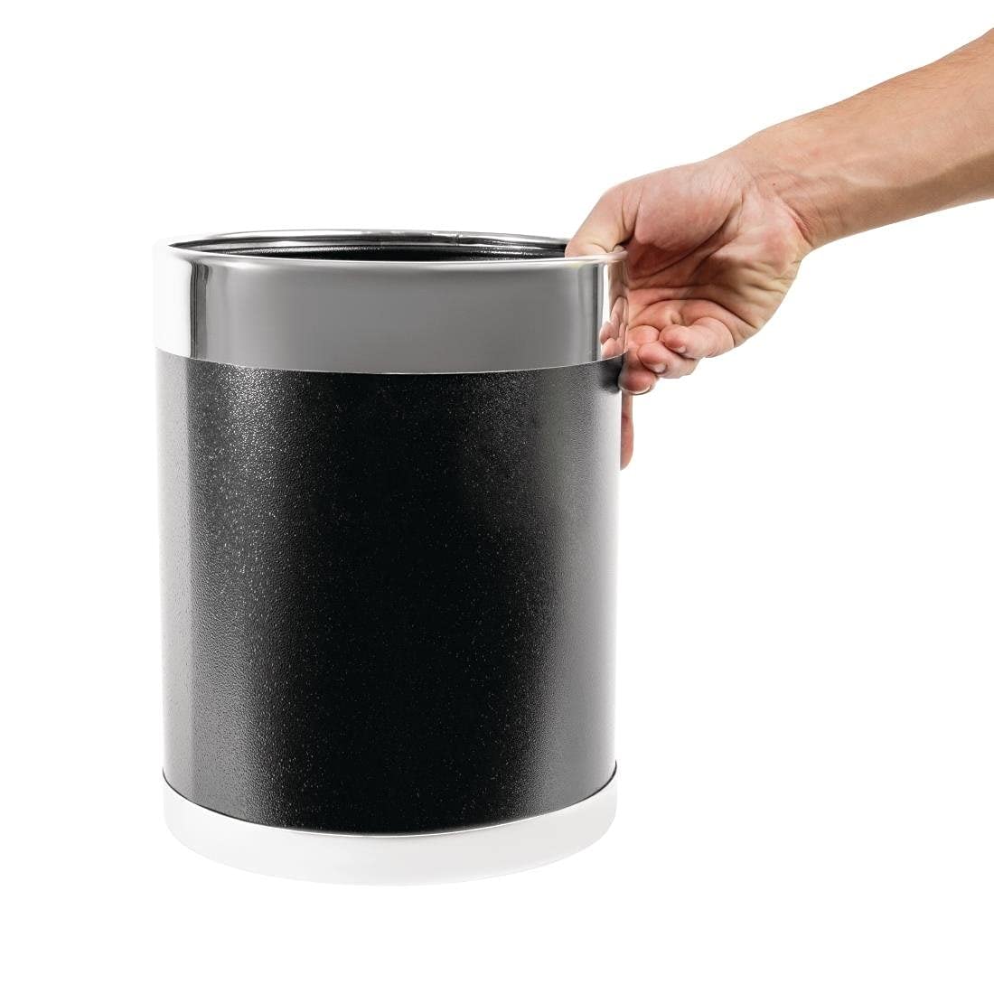Bolero Mitre Black Leather Effect Waste Paper Bin - 10.2L Steel