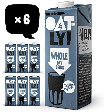 Oatly Whole Oat Milk - 1L Dairy Free Plant Based Drink (Pack of 6)