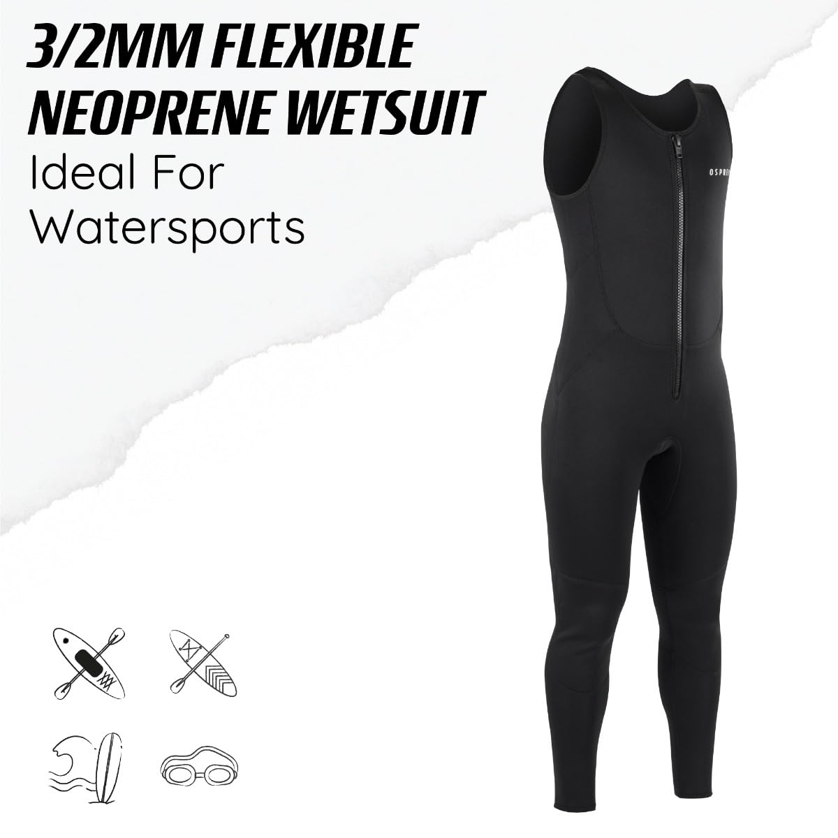 Osprey Men's WS10 Sleeveless Wetsuit | 3mm Neoprene - Black - 3XL