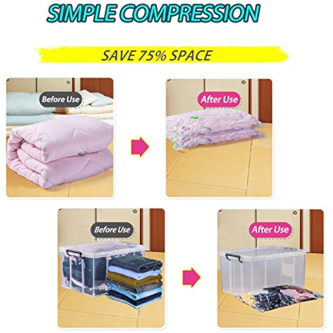 Opaza Vacuum Storage Bags | 3 Pack Medium Space Savers (80x60cm)