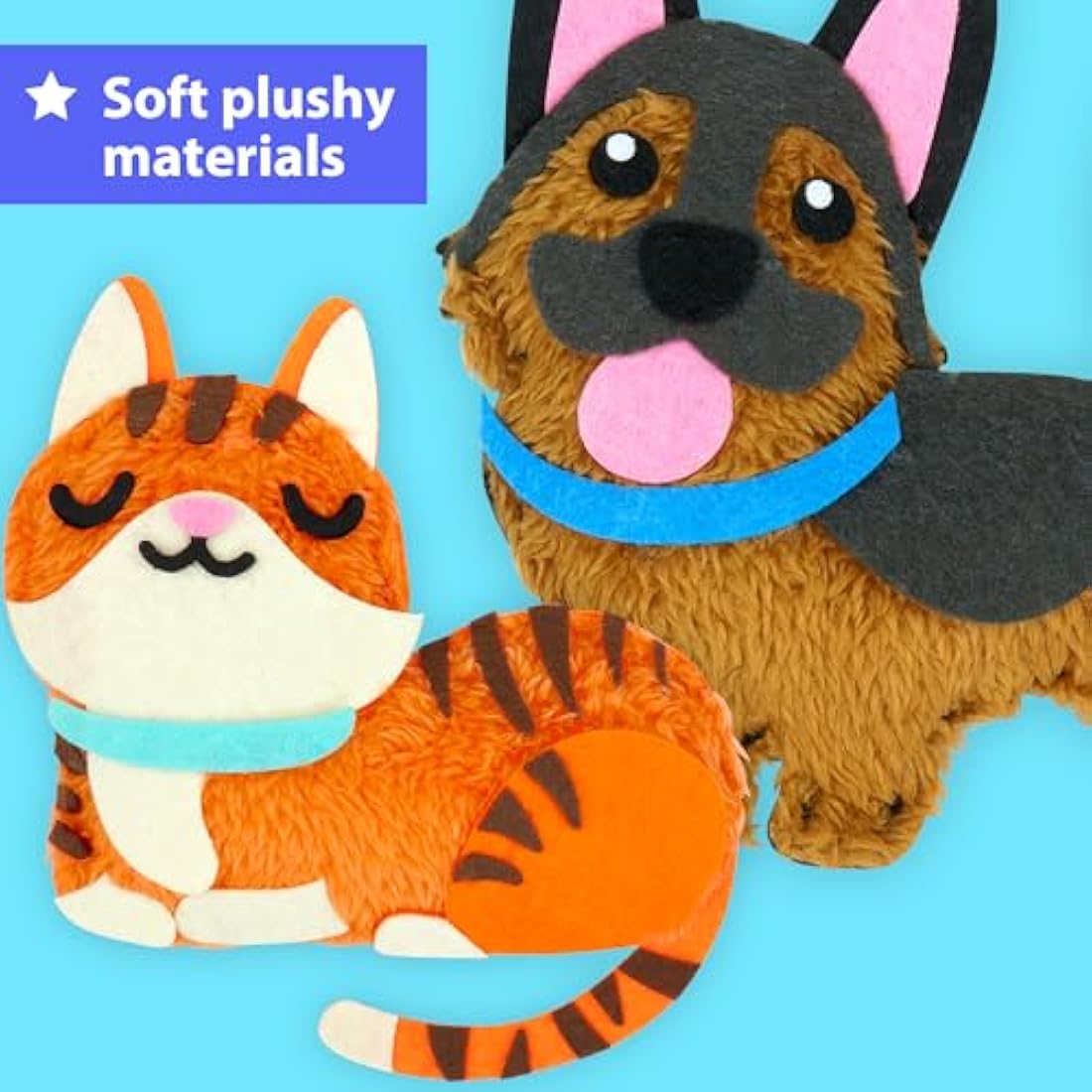 KRAFUN Kids Sewing Kit – 8 DIY Stuffed Animal Dolls Felt Craft Set