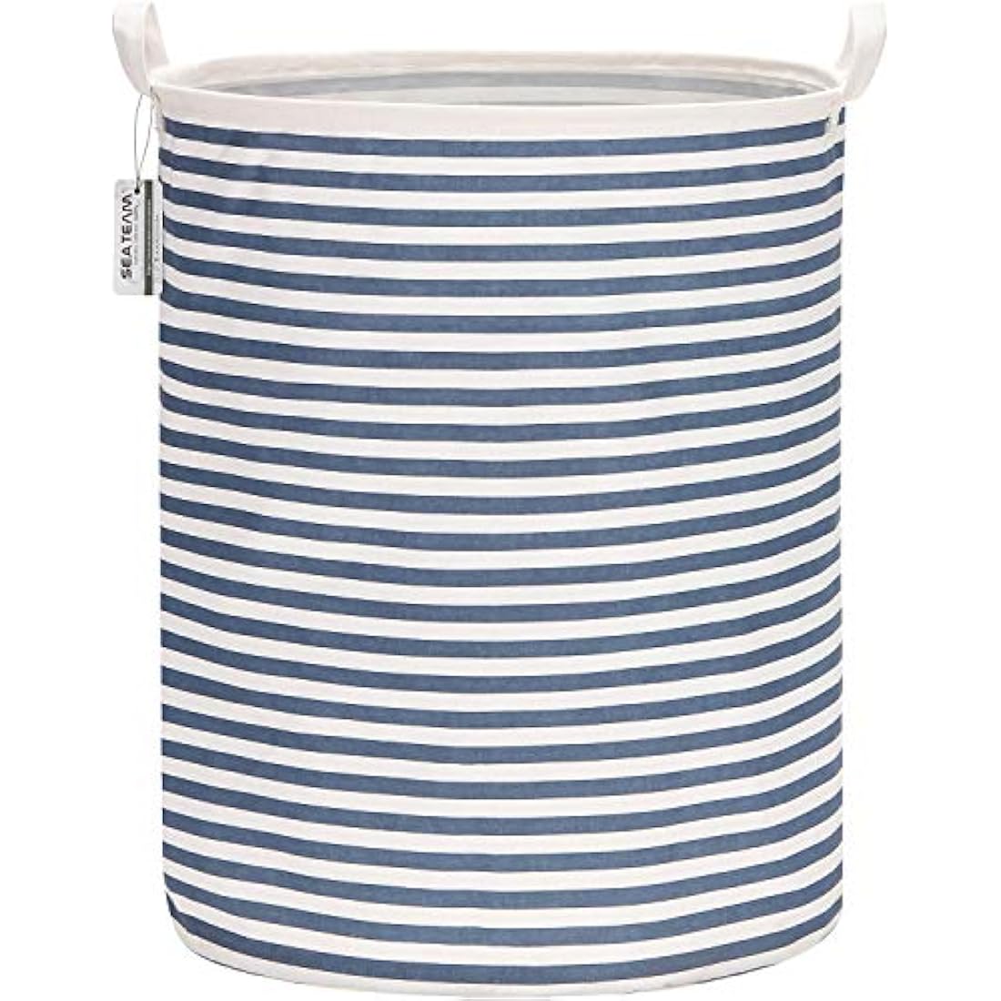 Sea Team Large Waterproof Laundry Hamper | Folding Ramie Cotton Storage Bin