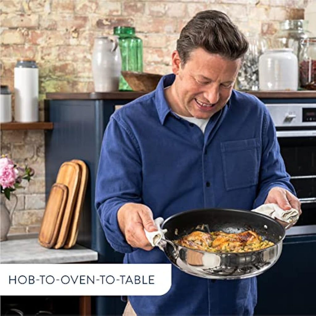 Tefal Jamie Oliver Cooks Classic 30cm Non-Stick Stainless Steel Shallow Pan