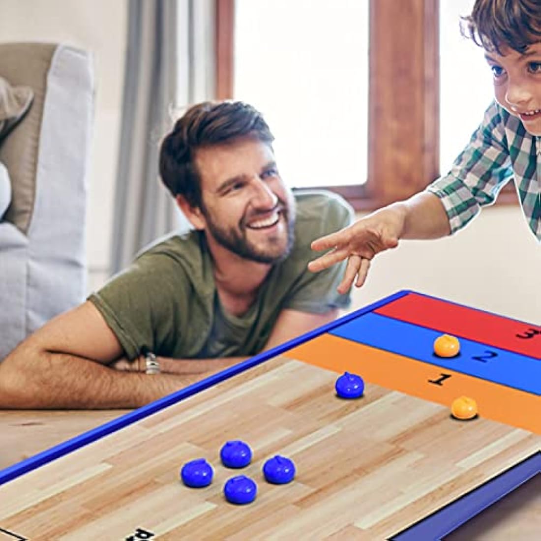Jolof Store 3-in-1 Tabletop Game – Portable Curling, Bowling & Shuffleboard
